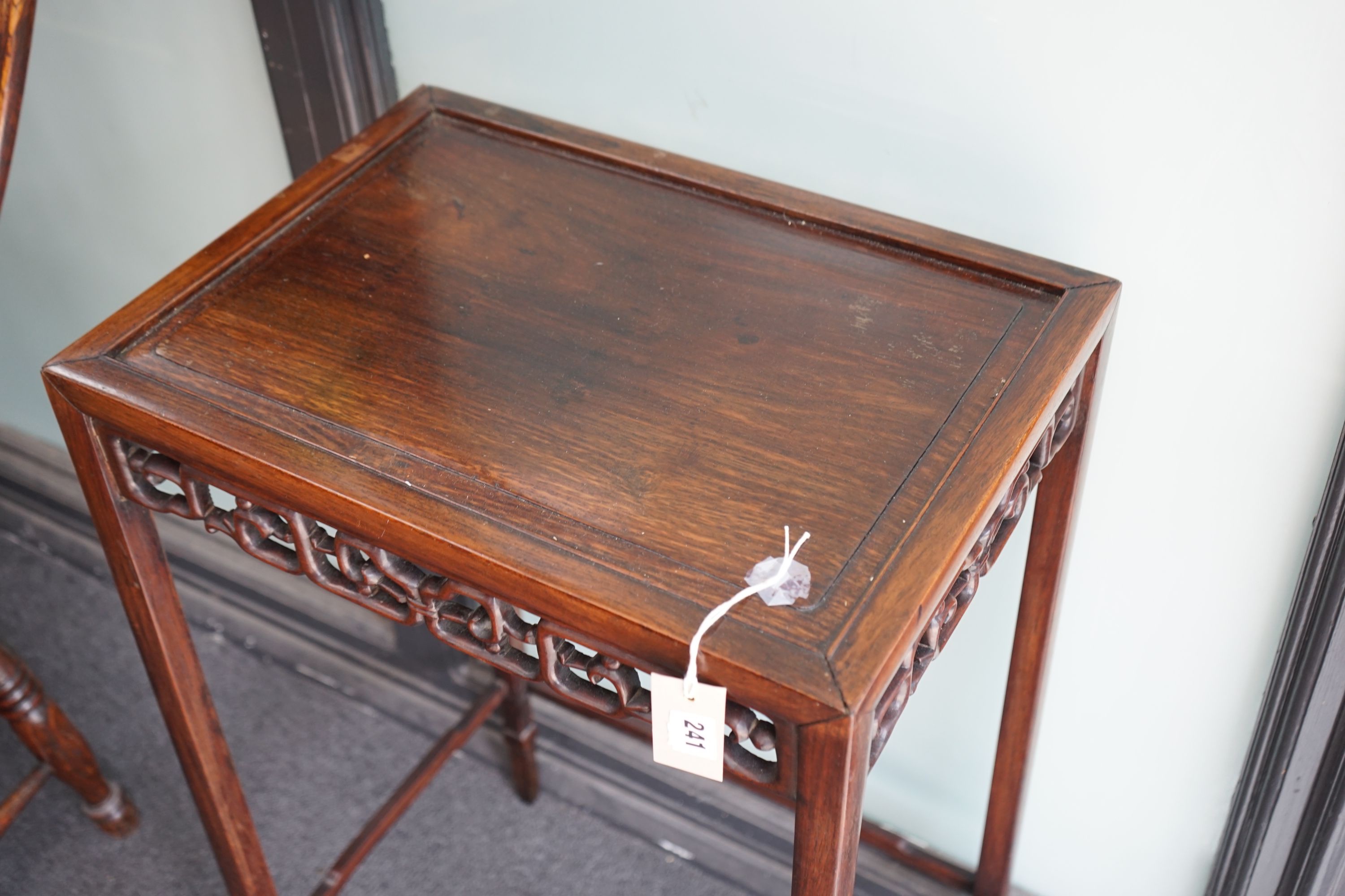 A Chinese hongmu side table, width 50cm depth 36cm height 80cm, originally from a nest